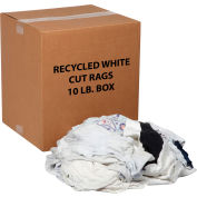 Global Industrial™ recyclé blancs chiffons coupés, boîte de 10 livres