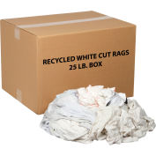 Global Industrial™ recyclé blancs chiffons coupés, boîte de 25 livres