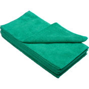 Global Industrial 300 GSM Microfiber Cleaning Cloths, 16" x 16", Green, 12 Cloths/Pack