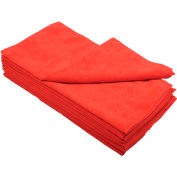 Global Industrial 300 GSM Microfiber Cleaning Cloths, 16" x 16", Red, 12 Cloths/Pack