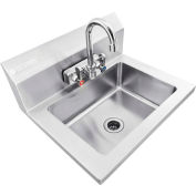 Global Industrial™ Stainless Steel Wall Mount Hand Sink W/Faucet & Strainer, 14"x10"x5 » Deep