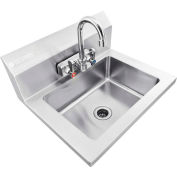 Global Industrial™ Stainless Steel Wall Mount Hand Sink W/Faucet & Strainer, 14"x10"x5 » Deep