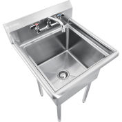 Global Industrial™ Stainless Steel Utility Sink W/Faucet & 8 » Backsplash, 18"x18"x12 » Deep