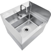 Global Industrial Stainless Steel Hands Free Wall Mount Sink W/Faucet & Splash Guards