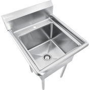 Global Industrial Stainless Steel Utility Sink With 8" Backsplash, 18"x18"x12" Deep