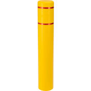 Global Industrial Reflective Bollard Sleeve, 8" Dia. x 52"H, Yellow With Red Tape