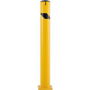 Global Industrial Steel Bollard w/Chain Slots & Removable Cap, 5-1/2"Dia. x 48"H, Yellow