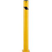 Global Industrial Steel Bollard w/Chain Slots & Removable Cap, 5-1/2"Dia. x 60"H, Yellow