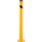 Global Industrial Steel Bollard w/Chain Slots & Removable Cap, 4-1/2"Dia. x 42"H, Yellow