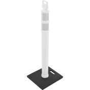 Global Industrial™ Portable Reflective Delineator Post avec base carrée, 49 « H, blanc