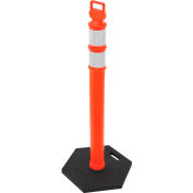 Global Industrial™ Portable Reflective Delineator Post avec base hexagonale, 49"H, Orange