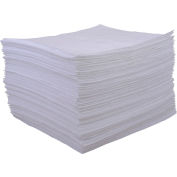 Global Industrial Oil Only Sorbent Pads, Medium-weight, 15"W x 18"L, White, 100/Pack