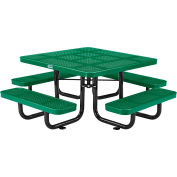 Global Industrial™ 46" Child Size Square Outdoor Steel Picnic Table, Perforated Metal, Green