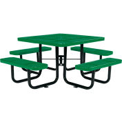 Table de™ pique-nique carrée Industrielle Mondiale de 46 pouces, métal perforé, vert