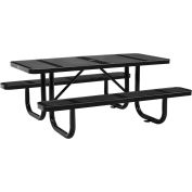 Global Industrial 6 ft. Rectangular Outdoor Steel Picnic Table, Perforated Metal, Black