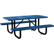 Table de pique-nique rectangulaire Global Industrial™ 6', métal perforé, bleu