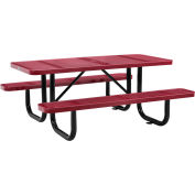 Global Industrial™ 6 pi Rectangulaire Table de pique-nique en acier extérieur, métal perforé, rouge