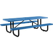 Table de pique-nique rectangulaire Global Industrial™ 8', métal perforé, bleu