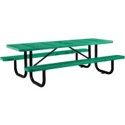 Table de pique-nique rectangulaire Global Industrial™ 8', métal perforé, vert