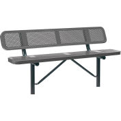 Global Industrial™ 6' Banc extérieur en acier avec dossier, métal perforé, montage au sol, gris