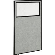 Interion® Office Partition Panel with Partial Window, 36-1/4"W x 60"H, Gray