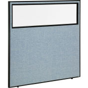 Interion® panneau de cloison bureau avec fenêtre partielle, 60-1/4" W x 60" H, bleu