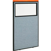 Interion® Deluxe Office Partition Panel with Partial Window, 36-1/4"W x 61-1/2"H, Blue