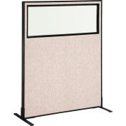 Panneau de partition de bureau autoportant Interion® avec fenêtre partielle, 48-1/4 « L x 60 « H, Tan