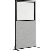 Interion® Freestanding Office Partition Panel with Partial Window, 36-1/4"W x 72"H, Gray