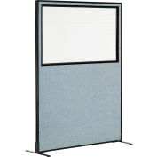 Interion® Freestanding Office Partition Panel with Partial Window, 48-1/4"W x 72"H, Blue