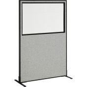 Interion® Freestanding Office Partition Panel with Partial Window, 48-1/4"W x 72"H, Gray