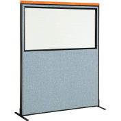 Interion® Deluxe Freestanding Office Partition Panel w/Partial Window 60-1/4"W x 73-1/2"H Blue