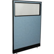 Interion® Office Partition Panel with Partial Window & Raceway, 48-1/4"W x 64"H, Blue