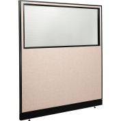 Interion® Office Partition Panel with Partial Window & Raceway, 60-1/4"W x 64"H, Tan