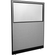 Interion® panneau de cloison bureau avec fenêtre partielle & Raceway, 60-1/4" W x 76" H, gris