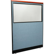 Interion® Deluxe Office Partition Panel w/Partial Window - Pass-Thru Cable 60-1/4Wx77-1/2H BLU