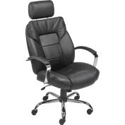 Interion® Big & Tall Chair With High Back & Fixed Arms, Bonded Leather, Black