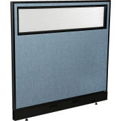 Interion® panneau de cloison bureau avec fenêtre partielle & Raceway, 48-1/4" W x 46" H, bleu