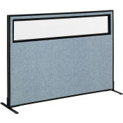 Interion® Freestanding Office Partition Panel with Partial Window, 60-1/4"W x 42"H, Blue