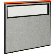 Interion® Deluxe Office Partition Panel with Partial Window, 48-1/4"W x 43-1/2"H, Gray