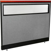 Interion® Deluxe Office Partition Panel w/Partial Window - Raceway 60-1/4"W x 47-1/2"H Gray