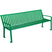 Global Industrial™ 6' Banc de parc à lattes verticales en acier extérieur avec dos, vert