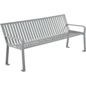 Global Industrial™ 6' Outdoor Vertical Steel Slat Park Bench w/ Back, Gray