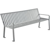 Global Industrial 6' Outdoor Vertical Steel Slat Park Bench w/ Back, Gray