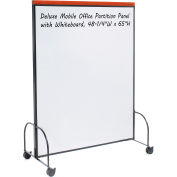 Interion® Deluxe Mobile Office Partition Panel with 2-Sided Whiteboard, 48-1/4"W x 65"H