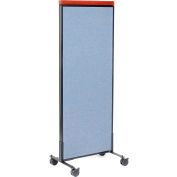 Interion® Mobile Deluxe Office Partition Panel, 24-1/4"W x 64-1/2"H, Blue