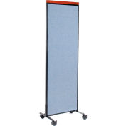 Interion® Mobile Deluxe Office Partition Panel, 24-1/4"W x 76-1/2"H, Bleu