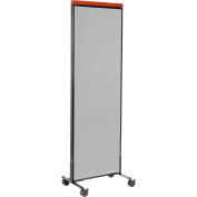 Interion® Mobile Deluxe Office Partition Panel, 24-1/4"W x 100-1/2"H, Gray