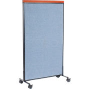 Interion® Mobile Deluxe Office Partition Panel, 36-1/4"W x 64-1/2"H, Blue
