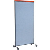 Interion® Mobile Deluxe Office Partition Panel, 36-1/4"W x 100-1/2"H, Bleu